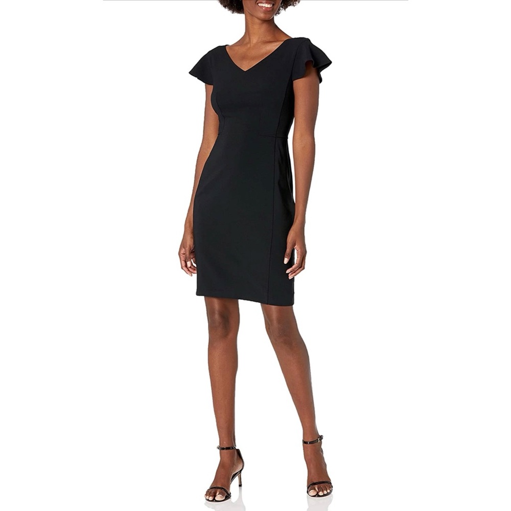 Lark & Ro Flutter Sleeve V Neck Sheath Dress